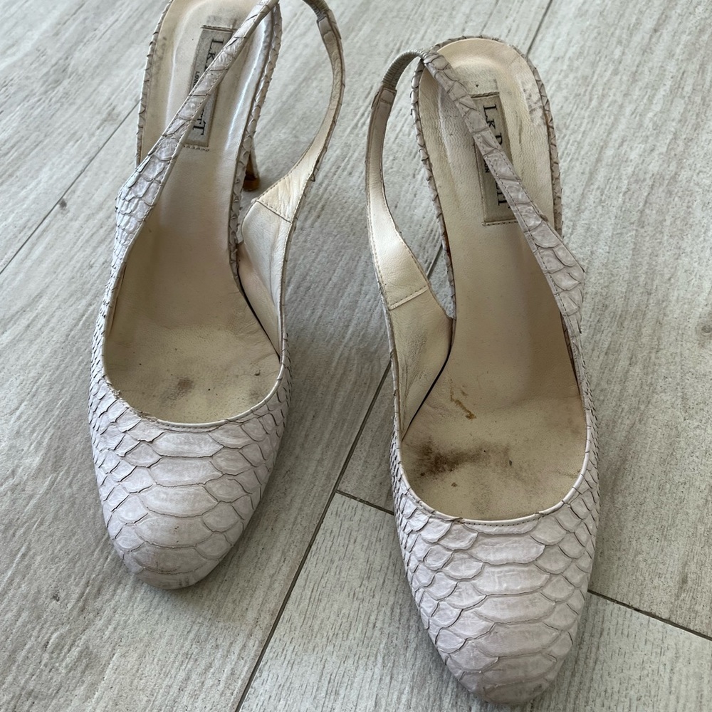 LK Bennett slingback court heels (4inches) in pale rose snake size 41